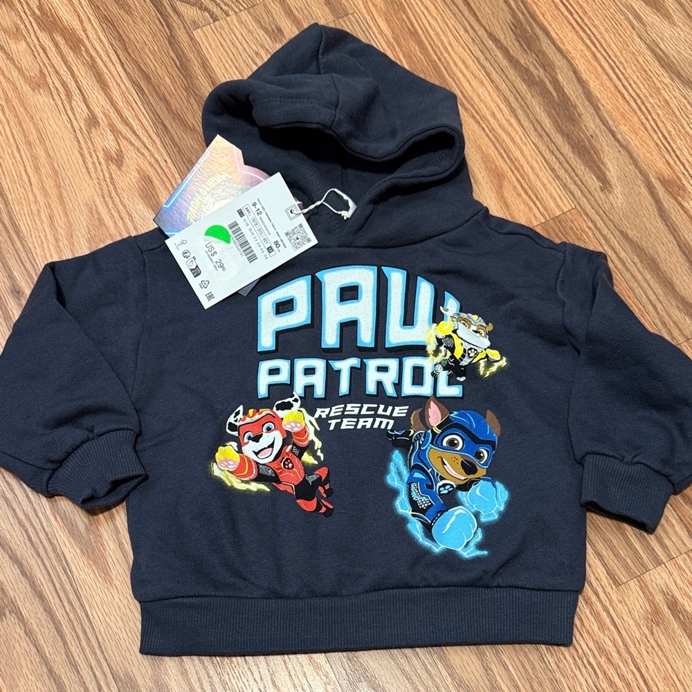 NWT Zara kids Paw Patrol Rescue Team Hoodie toddler boy fleece 9/12